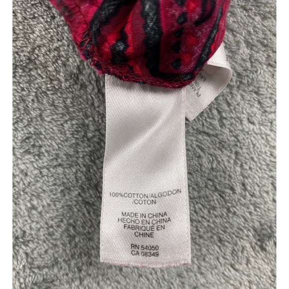 Jones New York Signature Red Black Paisley Button Up Top Blouse XL - Picture 11 of 11